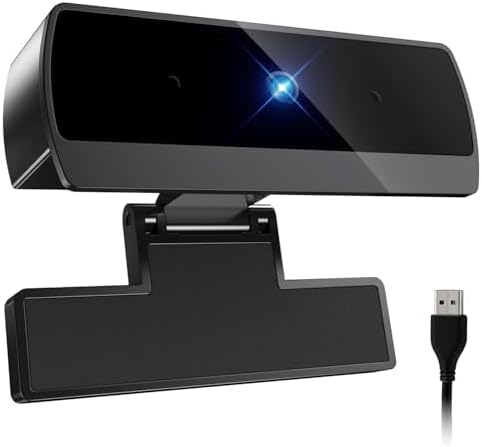 HD 1080P ウェブカメラ 内蔵マイク、90°広角ウェブカメラ、自動光補正機能、USBプラグアンドプレイPCカメラ、ビデオ会議/オンライン授業/ライブ配信に最適、ドライバー不要、ノートパソコン/デスクトップ/Mac対応 (黒) (ブラック) の商品画像
