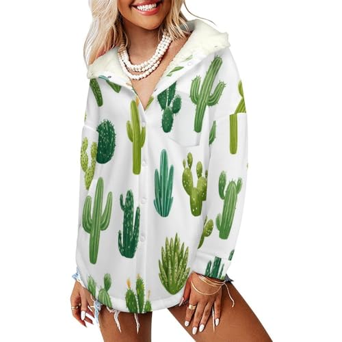 Fleece jacket chaude femme vert avec capuche sweatshirt polaire grande taille