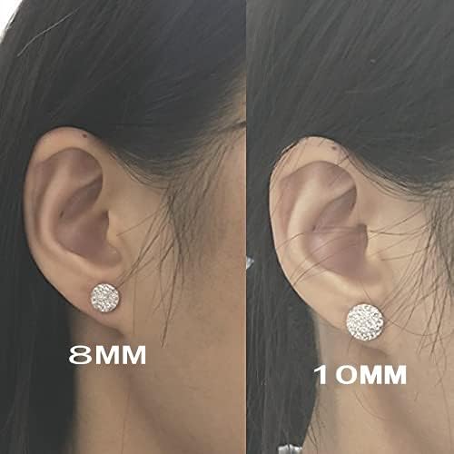 925 Sterling Silver Sparkle Crystal Half Dome Stud Earrings - Image 5