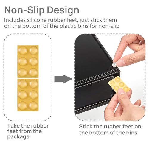 Image of Vtopmart 2 Pack Clear Stackable Storage Drawers, 12.1''W Plastic Organizers Bins for Office Supplies, Ideal for Desk Organization, Black