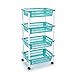 AC - Carrito de Cocina con 4 cestas, Estrecho con Ruedas, estantería para Cocina y baño, Ahorra Espacio, para Espacios reducidos, Cocina, Oficina, baño, fácil Montaje. (Turquesa)