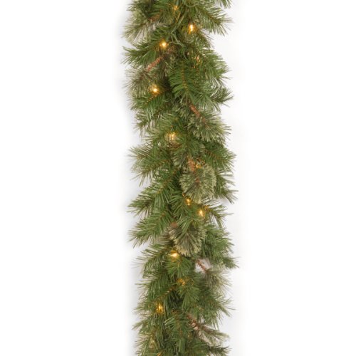 National Tree Company Company lit Artificial Christmas Garland Includes Pre-Strung White Lights Atlanta Spruce-9 ft, 9 x 10 Feet