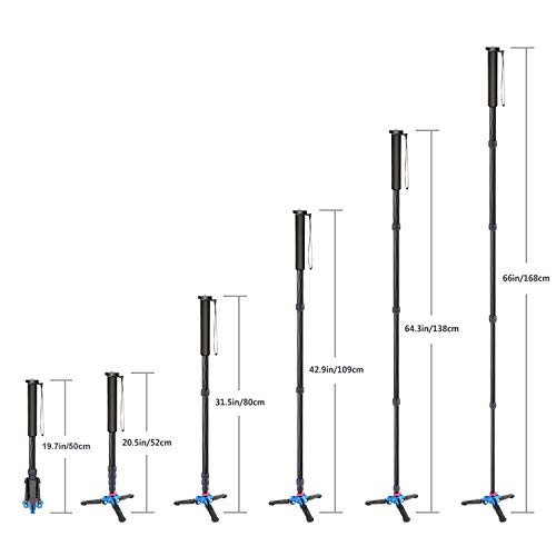 Neewer Extendable Camera Carbon Fiber Monopod With Removable Foldable Tripod Support Base: 5-Section Leg, Max. 66 Inches For Canon Nikon Sony Dslr Cameras, Payload Up To 11 Pounds/5 Kilograms #TOP4