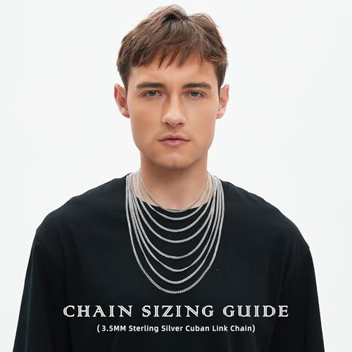 3.5mm Cuban Link Curb Chain Necklace for Women Men 925 Sterling Silver Plated Stainless Steel Necklace Available In 16/18/20/22/24/26/28/30 Inches Silver Chain Necklace for Men Come Gift Box4
