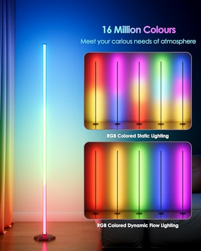 Image of Led Corner Lamp, 65 inch Color Changing Corner Lamp with Remote Control, Rgb Dimmable Music Sync Floor Lamp, Modern Smart Floor Lamp