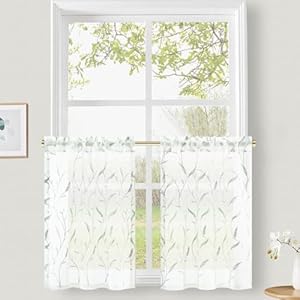 Vogolgreytasselsembroideredkitchencurtainsfarmhousestylesofttouchvoilecurtaintiersfornursery2panelslightfilteringsheerdrapesforbathroom30x36in Urban Country Home Decor Vogol grey tassels embroidered kitchen curtains farmhouse style soft touch voile curtain tiers for nursery 2 panels light filtering sheer drapes for bathroom 30×36 in urban country home decor