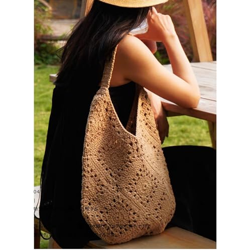 Bolso de playa tejido para mujer, tote de verano suave miniatura 2