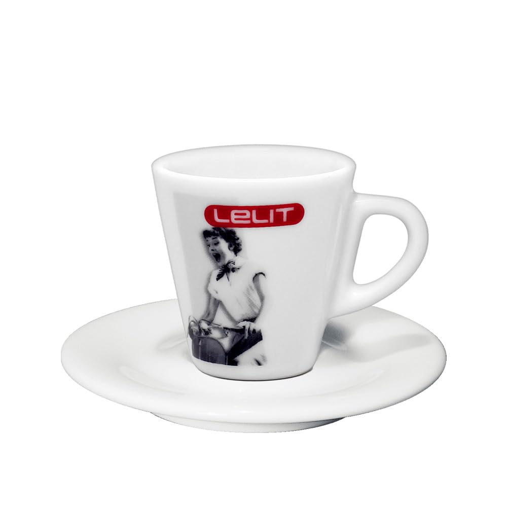 Lelit Espresso Tassen mit Untertassen - Kaffeetassen aus Porzellan - 6 Stück - Weiß