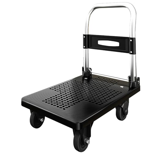 Carro de Plataforma de Alta Resistencia, Carretilla Manual de Aluminio Duradera para Transporte en garajes y almacenes, soporta hasta 150 kg.