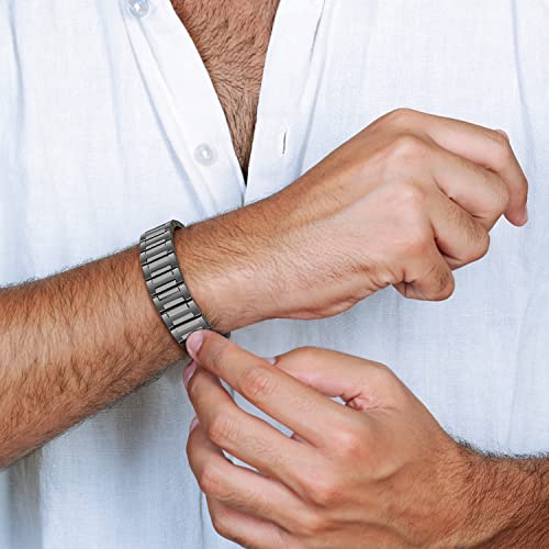 JEROOT Titanium Magnetic Therapy Bracelets for Mens Magnetic Lymph Detox Bracelet for Pain Relief for Arthritis,Lymph Drainage 4000 Gauss Double Row Strong Magnets Bracelet with Adjustment Tool
