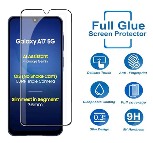 Image of HD Tempered Glass Screen Protector Compatible for Samsung Galaxy A17 5G, M17 5G with Edge to Edge coverage and Easy Installation kit