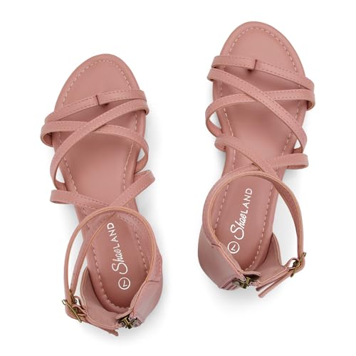 Image of Shoe Land Gladiator Sandals for Women - Strappy Flat Sandals with Ankle Strap & Back Zipper | Fisherman Thong Strappy Style for Walking, & Daily Wear | Trendy 2025 Summer