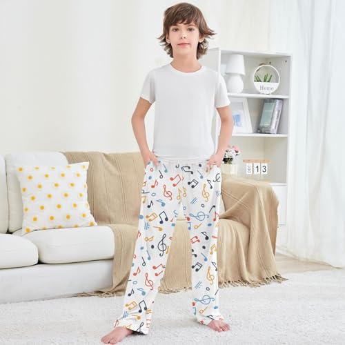 Boy's Pants Handwritten Inscription Music Note Jogger Pants Elastic Waist Long Bottoms Trousers with Pockets 6-14Y 5