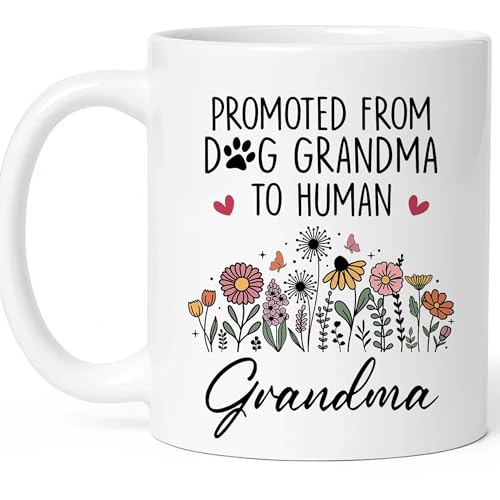 FUNITZ Promoted To Grandma Gift, Dog Grandmas To Human Grandma To Be Mug, New Grandmas Gifts From Daughter, Pregnancy Announcement Present, Mothers Day, Christmas Gifts