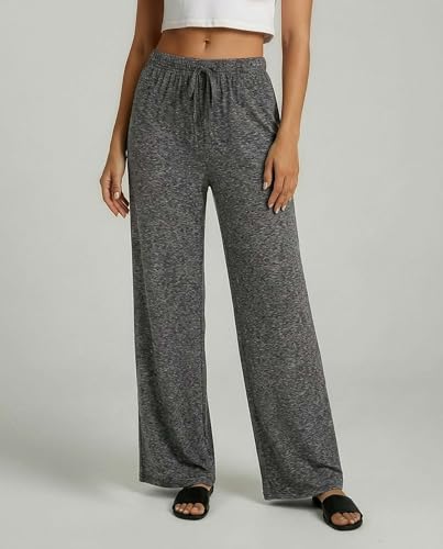 Image of Real Essentials 3 Pack: Women's Soft Palazzo Pants - Wide Leg Yoga Casual Loungewear Pajama Pj Bottoms (Plus Available)