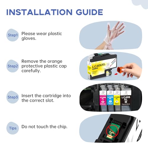 Image of Miss Deer LC406XL High Yield Ink Cartridges, Replacement for Brother LC406XL LC406 Work for MFC-J4335DW MFC-J4535DW MFC-J5855DW MFC-J6555DW MFC-J6955DW Printer(BK /C /M /Y)