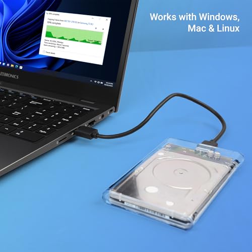 Image of Zebronics 2.5 inch SSD /HDD Enclosure, Max. 4TB Storage, Upto 5Gbps Transfer Speed, Tool-Free Slide Design, USB to Micro B Connector, Windows, Mac, Linux Support, Transparent Case (CSH101)