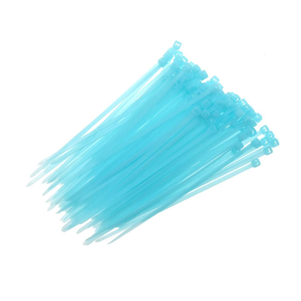 RELAND SUN 100pcs Nylon Zip Ties 2.5x100/150/200mm Cable Ties in Assorted Color Nylon Self-Locking Wire Ties (2.5x150mm,Sky blue)