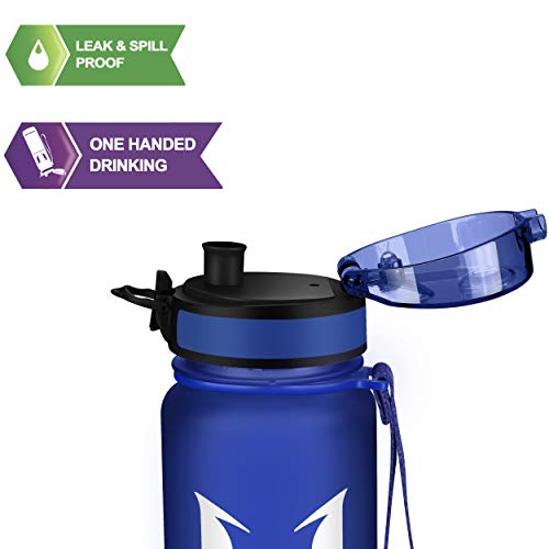 Super Sparrow Sports Water Bottle - Eco Friendly & BPA-Free Plastic - Fast Water Flow, Flip Top, Opens with 1-Click - Reusable with Leak-Proof Lid (Methyl Blue, 350ml-12oz)