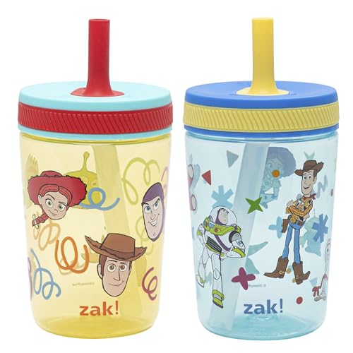 Image of Zak Designs Disney Pixar Toy Story Kelso Toddler Tumblers For Travel or At Home, 15oz 2-Pack Durable Plastic Sippy Cups With Leak-Proof Design is Perfect For Kids (Woody, Buzz & Friends)