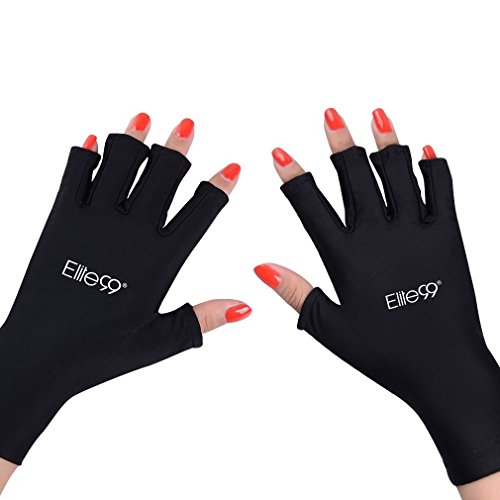 Elite99 Nails UV Shield Glove Anti UV Glove for Gel Manicures with UV LED Lamps - Black