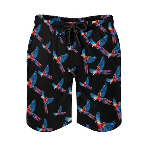 Macaw Bird Watercolor Mens Swim Trunks Quick Dry Beach Swimming Shorts with Mesh Lining and Pockets3