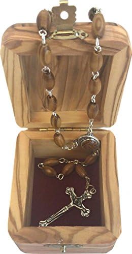 Jerusalem Cross OliveWood Rosary Box - Made in Bethlehem