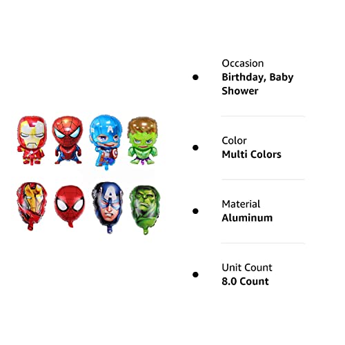 8Pcs Avengers Superhero Balloons For Kids Birthday Baby Shower Super Hero Theme Party Decorations #TOP6