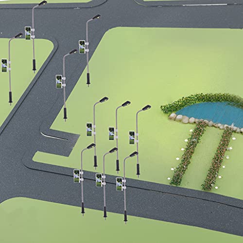 Homyl 20pcs Mini Modelo Ferroviário Lamppost Lâmpadas 9 Cm Luzes De Rua HO Escala 3V 1: 150