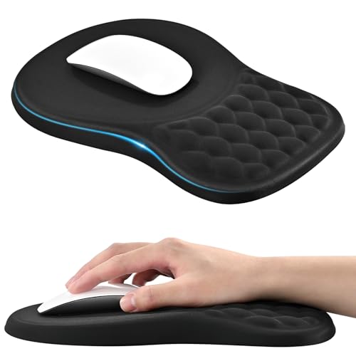 Ergonomic Mouse Pad with Wrist Rest, Massage Design Large Mousepad with Memory Foam Wrist Rest and Non-Slip PU Base, Dual-Slope Design for Carpal Tunnel Syndrome, Office Desk Accessories