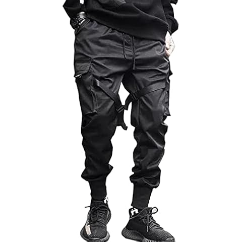 Ambcol Mens Joggers Pants Long Multi-Pockets Outdoor Fashion Casual Active Jogging Pant with Drawstring Black-11 Medium Cover