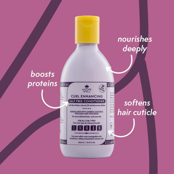 Nature Spell Curl Enhancing Set for Curly Hair Salt Free Shampoo & Conditioner, Hair Mask & Leave-In Cream - Image 3