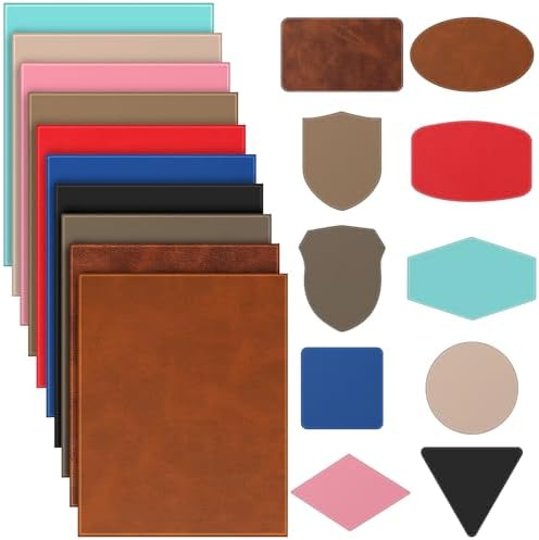 Yeyeplum 10 Pcs Laserable Leatherette Sheets 12.6 x 10.2 Inch Rustic Laser Leather Sheets for Laser Engraving Leather Hat Patches with Adhesive Backing for Crafts Material(Multicolor)