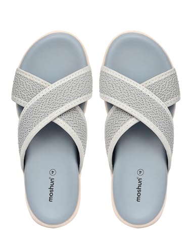 Image of Moshun Criss Cross Sandals for Women & Girls | Multi Strap & X Strap Flat Sandals, Bounce Back Technology Footbed with Adjustable Strap, Anti-Slip Sole | Lightweight Daily Wear Casual Slip-On Sandals