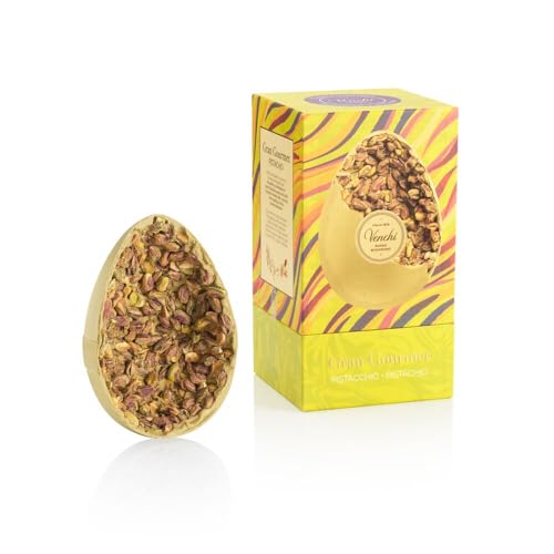 Venchi - Huevo de Chocolate, Sabor Chocolate con Pistacho, con Pistachos Enteros, con Sorpresa, Sin Gluten, 500 gr, Colección Pascua, Idea Regalo