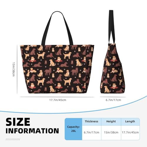Large Beach Bags Water-resistant Sandproof - Chocolate Labrador Retriever Dog Cute Beach Tote Bags for Women with Zipper2