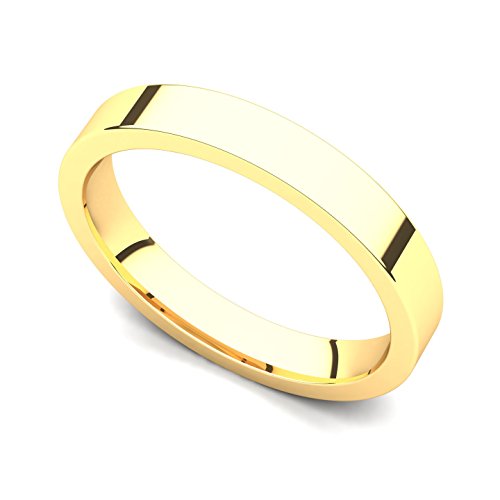 Juno Jewelry 18k Yellow Gold 3mm Classic Plain Flat Wedding Band Ring