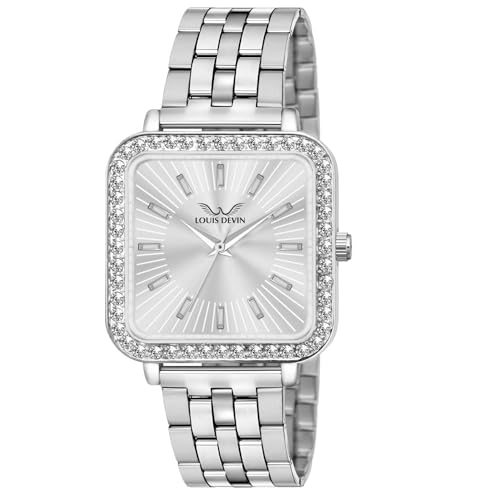 Image of LOUIS DEVIN Stainless Steel Chain Analog Wrist Watch for Women (Silver /Pink /Blue /Green Dial) | LD-WTS503-CH