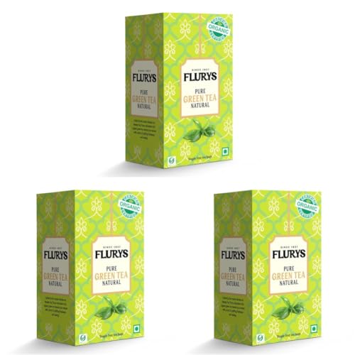 Image of Flurys Organic Green Tea Natural - Certified Organic Green Teabags | Detox & Antioxidant-Rich Wellness Tea | 25 Tea Bags (Pack of 3)