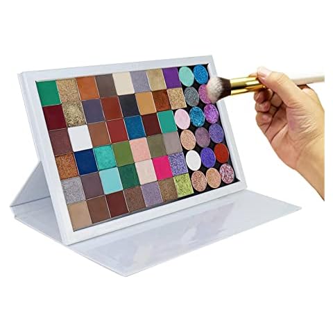 SZDYM strong portable ipad style standable large empty magnetic organizer palette, big white holographic cardboard magnetic palette, holding 60pcs 26mm round or square pans. Cover