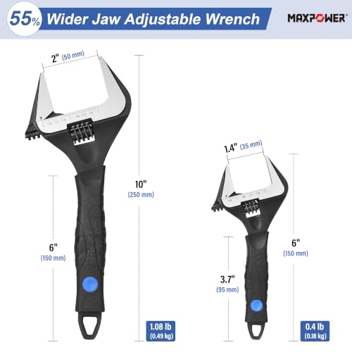 Image of MAXPOWER 6 10-inch Wide Jaw Stubby Adjustable Wrench Set