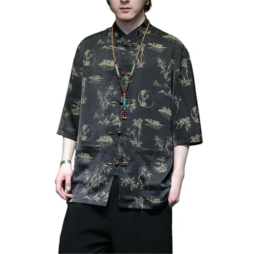 Chemise d'été chinoise manches courtes chanvre homme vêtement léger