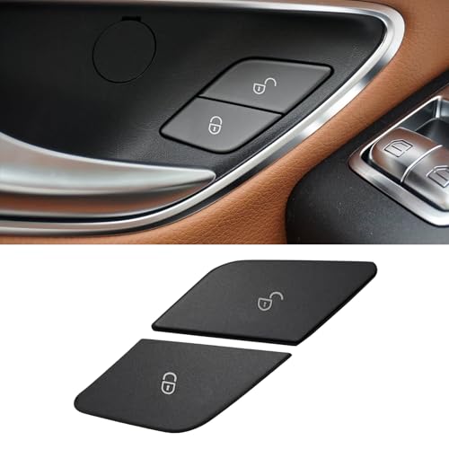 Jaronx Compatible with Mercedes Benz Door Lock Button Cover, Left Driver Black Side Door Lock Unlock Control Switch Buttons Covers Sticker for Mercedes C-Class W205/ E-Class W213/ GLC X253/ S W222