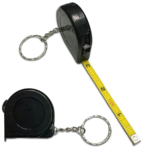 Harrier Hardware 6-Foot Long, 2-Pack, Tape Measure Keychain, Black, EDC Portable