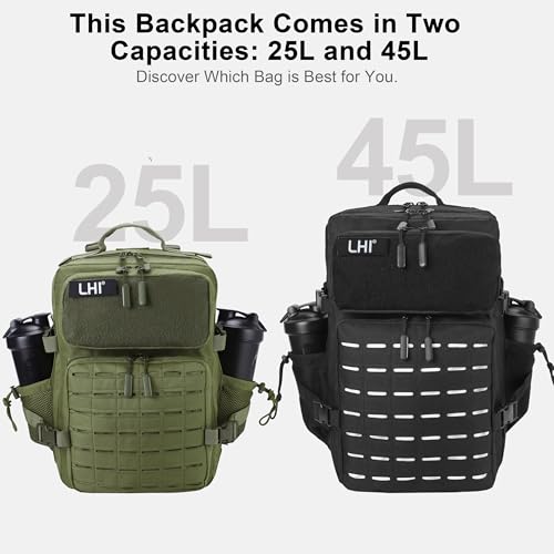 Image of LHI Tactical Military Backpack for Men 25L /45L Large Molle Army Assault Pack 3 Day Hiking Rucksack With Bottle Holder