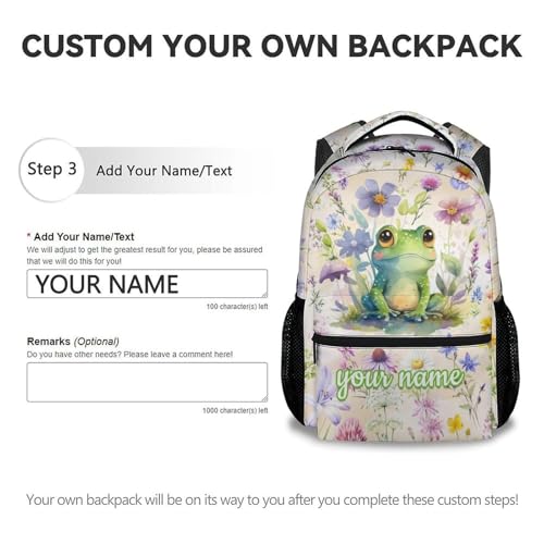 Personalized Frog Backpack for Kids - 17 Inch Girls Backpacks for Kindergarten - Green Large Capacity Bookbag for Travel, Work3