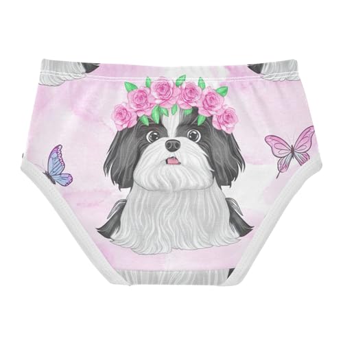 Girls Underwear Toddlers 2t Cotton Little Girl Panties Pattern Briefs Kids Undies Cute Cartoon Shih Tzu Dogs Pink2