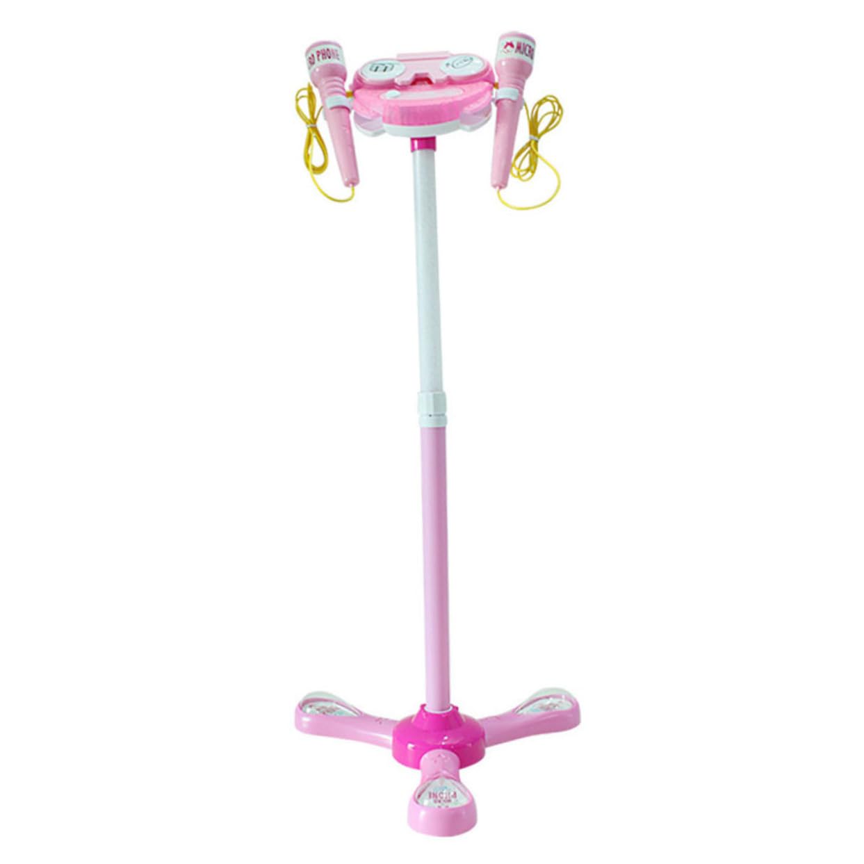 ORFOFE Microfono Giocattolo per Rosa con Illuminazione e Musica Doppi Microfoni Karaoke per Ragazzi e Ragazze Amplificatore e Funzioni Compatibili con Smartphone Gioco Educativo per