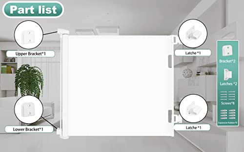 Retractable Baby Gate 86x140cm- Safety Mesh Baby Gate/Dog Gate, 33inch Tall and Extends up to 55inch Wide for Stairs, Doorways, Hallways, Banisters Indoor and Outdoor (White) - Image 5