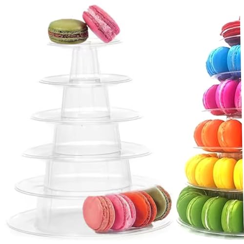 Tour à Macarons 9x10 à 6 Niveaux, Support Rond Transparent pour Tour Macarons, Plateau de Service...